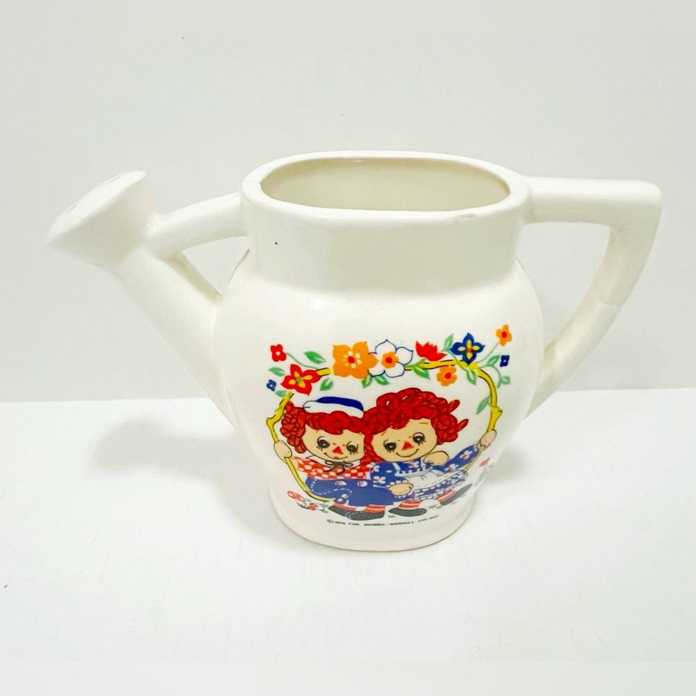 Raggedy Ann and Andy Porcelain Watering Can ~ 1976